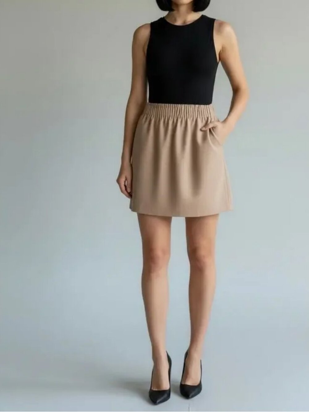 J. Crew Camel Elastic-Waist Mini Skirt
